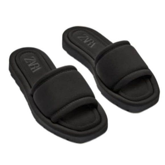 Zara Shoes Zara Padded Flat Slider Sandals With Track Sole Ss22